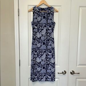 NWT Tommy Hilfiger Blue and White Sleeveless Sheath Midi Dress Womens Size 2